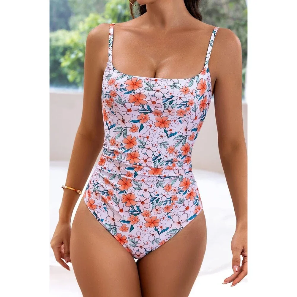 Eomenie Women's One Piece Swimsuits Tummy Control Ruched Bathing Suit 1Piece L